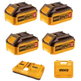 Pack Énergie Suprême P20S : 4 Batteries Maxi-Autonomie 20V (5.0Ah) + 1 Chargeur Double Simultané 4A avec Mallette  FBCLI20245 thumbnail 1