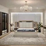 Chambre à Coucher Armoire 6 battants 7 pièces Beige Marron Eruh thumbnail 1