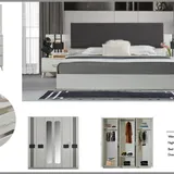 Chambre à Coucher 6 battants 4 pièces Blanc Gris Lines thumbnail 3