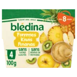 BLEDINA - Coupelles Pommes Kiwis Ananas dès 8 mois 4x100g thumbnail 1