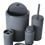 Ensemble 5 Accessoires Salle de Bain en Plastique – Poubelle - Distributeur - Brosse WC thumbnail 1