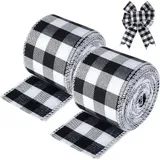 Ruban d'emballage 19 yards avec bords câblés, pour festival et maison (noir et blanc) thumbnail 1