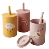 Mini gobelet pour enfants en silicone avec paille et couvercle - 150 ML thumbnail 1