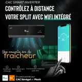 Split Cac 12000BTU Inverter Noir Avec Wifi thumbnail 4