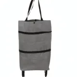 Sac-chariot à roulettes pliable pour courses (capacité de 20kg) - Gris thumbnail 1