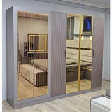 Chambre à Coucher Armoire 6 battants 6 pièces Gris Beige Blanc Pusat thumbnail 6