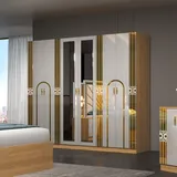 Chambre à Coucher 6BATTANTS 5PIECES Beige Blanc MC615 thumbnail 5