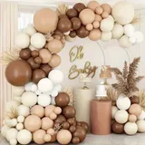 100pièces Kit d'arche de ballons en latex blanc beige et brun thumbnail 1