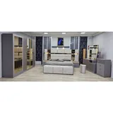 Chambre à Coucher Armoire 6 battants 6 pièces Gris Beige Blanc Pusat thumbnail 1