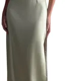 MESHKI Robe longue sans manches en satin - Couleur Sauge - Taille XS thumbnail 1