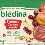 BLEDINA - 4 Coupelles Pommes Cerises Vanille dès 8 mois - 100g thumbnail 1