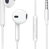 K&J - Ecouteurs Filaires avec Microphone et Contrôle du Volume - Cable Jack 3,5 mm (Blanc) thumbnail 1