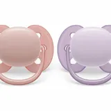PHILIPS AVENT - Lot de 2 sucettes douces et flexibles pour bébés âgés de 0 à 6 mois, sans BPA, avec étui thumbnail 1