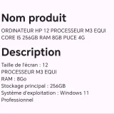 Ordinateur HP 12 Processeur M3 Equi Core I5 256GB RAM 8GB Puce 4G thumbnail 2