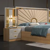 Chambre à Coucher 6BATTANTS 5PIECES Beige Blanc MC615 thumbnail 3