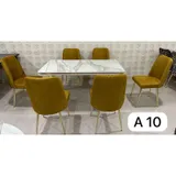 Table à Manger 6 places 80X140 Métal Blanc-dore A10 thumbnail 1