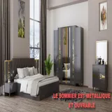 Chambre à Coucher 6 battants 4 pièces Gris Clair-dore Logan thumbnail 1