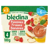 BLEDINA - Compote de Fruits Bébé Pommes Fraises Banane - Dès 6 mois thumbnail 1
