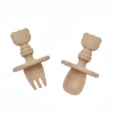 Lot de 2 Cuillères et Fourchettes Bébé en Silicone Alimentaire thumbnail 1