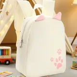 Sac à Dos Velours Côtelé – Patte de Chat Brodée Beige Rose thumbnail 1
