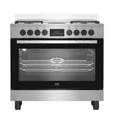 Cuisiniere Beko 6 feux 90X60 à Gaz + 2 Plaques de Cuisson Inox BGM21225EX thumbnail 1