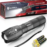 Maxesla Lampe Torche LED 2000 Lumens, 2024 Lampe Torche LED Super Lumineuse, Puissante Alimentée par Pile, Zoomable, Résistante à l'eau, IP65 Lampe de Poche Tactique, Camping en Plein Air, 3 Piles AAA thumbnail 1