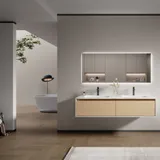 Meuble de salle de bain F-5073 en contreplaqué (plywood) avec miroir led thumbnail 1