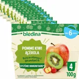 BLEDINA - Coupelles de fruits bébé - Pommes, Kiwi, Acerola - Dès 6 mois - 4X 100g thumbnail 1