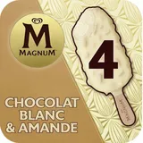 MAGNUM - Glace au chocolat blanc et amandes - 4 bâttonets (292g) thumbnail 1