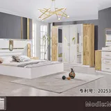 Chambre à Coucher 6 battants 5 pièces Blanc Beige MC625H thumbnail 1