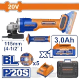Meuleuse d'Angle Sans Fil 20V (Brushless) - Pack Complet - WADFOW thumbnail 1