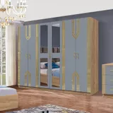 Chambre à Coucher 6 battants 5 pièces Beige Gris 3053 thumbnail 4