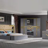 Chambre à Coucher Armoire 6 battants 6 pièces Gris 6189F thumbnail 1