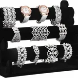 SONGMICS - Porte-Bijoux 3 Barres en Velours Noir – Présentoir Colliers, Bracelets & Montres thumbnail 1