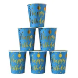 Gobelets en papier jetables – Fond bleu et ballons dorés (25 pièces) thumbnail 1