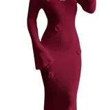 ELENZGA – Robe-Pull Longue Femme Col V Floral Taille XS thumbnail 1