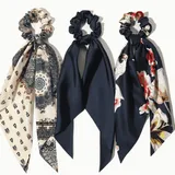 Chouchous Furling Girl – Lot de 3 Élégants, Ruban Flottant & Motifs Bleus thumbnail 1