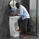 Lavabo sur pied WK320 en céramique-pour mains et pieds-blanc thumbnail 1