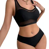 Ensemble Lingerie Maille Contrastée – Soutien-Gorge & Culotte thumbnail 1