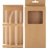 Set de 4 Pailles en Verre + Brosse – Borosilicate Résistant thumbnail 1