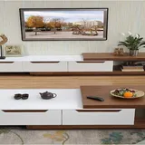 Table Televiseur 2000X400X450 TV207 Blanc Marron TV203 + Table Basse TVB048 thumbnail 1