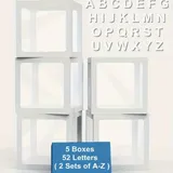 écorations de boîtes à ballons - 5 boîtes transparentes (blanches ou dorées) avec 52 lettres (2 jeux de A à Z) thumbnail 1