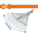 Balai à Gazon Métallique Réglable 22 Dents WADFOW (Sans Manche) thumbnail 3