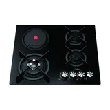 Plaque Haier Encastrable 4FEUX Mixte 3F A Gaz 1F Electrique Verre Noir HOBF60FB thumbnail 1