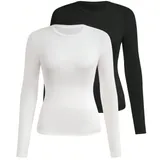 T-Shirts Femme Unicolores – Lot de 2, Manches Longues, Taille S thumbnail 1