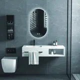 Meuble Salle de bain avec miroir led et anti buée en pierre fritté-1200 – GG-46080 thumbnail 3