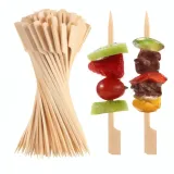 Brochettes en bambou jetables – 100 pièces pour barbecue et grill 9CM thumbnail 1