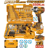 Coffret Mécanique Ingco 172 Pcs Clé à Chocs 20V 700Nm thumbnail 1