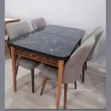 Table à Manger Extensible Noir 6 chaises Gris thumbnail 1