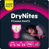 HUGGIES DryNites - sous-vêtements de nuit  - Taille 3-5 ans - Pour Fille (16-23 kg) - Lot de 16 couches culottes thumbnail 1
